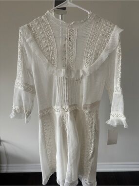 For Love & Lemons Ivory Victorian Tulle Mini Dress